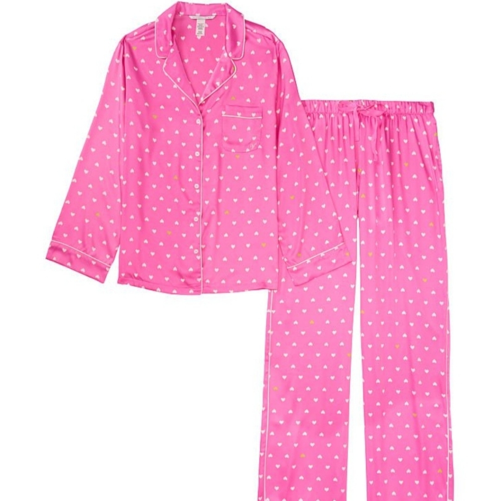 Victoria secret Satin Long pj set size Large NWT